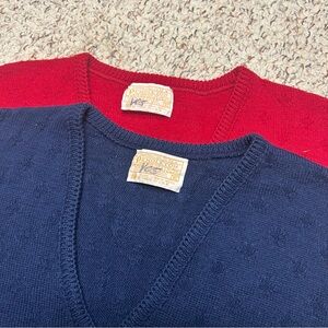 Lot Of 2 Pendleton Virgin Wool Sweater Vests Men’s XL Red & Blue 90s USA